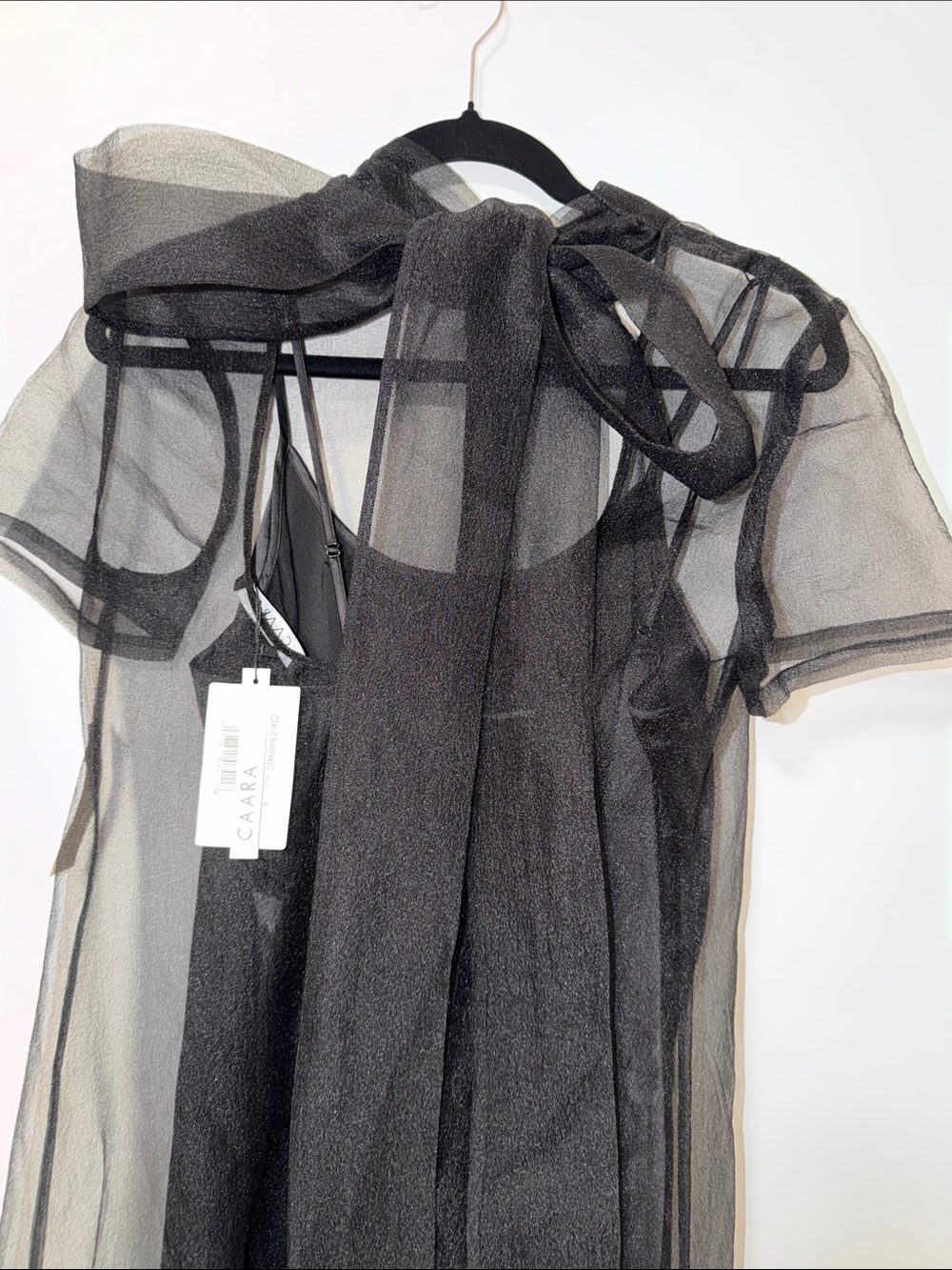 Chiffon Sheer Overlay Maxi Dress in Black - Picture 4 of 5